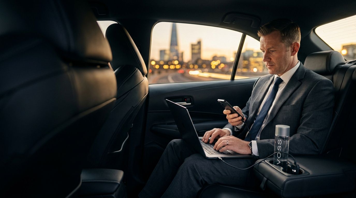 Motorista à disposição por hora para compromissos corporativos